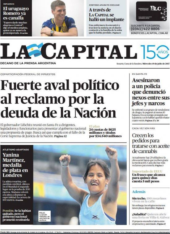 Tapa de La Capital para Yanina Martnez