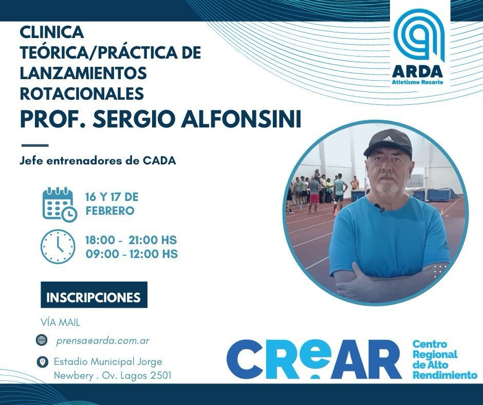 Destacado entrenador brindará CLINICA ATLETISMO: LANZAMIENTOS ROTACIONALES